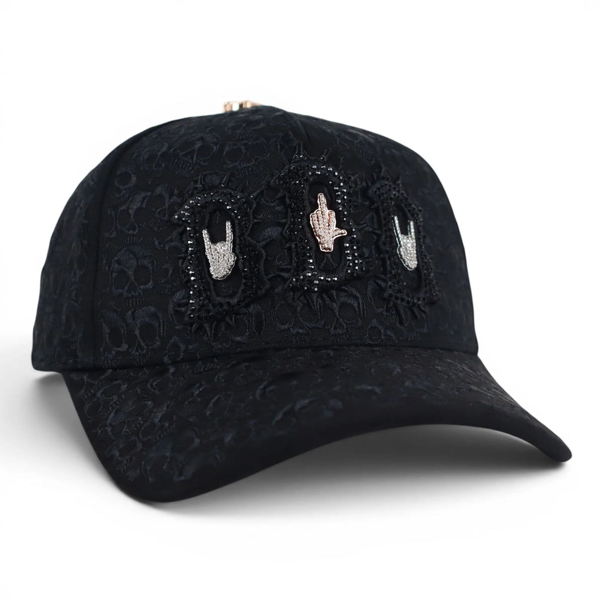 GORRA BARBAS HATS BBB HAND SKULL CRYSTALS NEGRA image 0