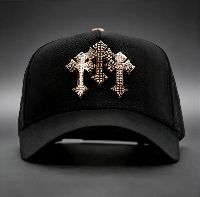 Gorra Barbas Hats CRUCES CHROME BLACKOUT BLK VISOR SUEDE | Snapback Visera Curva image 0