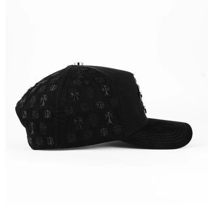 Gorra Barbas Hats CRUCES SILVER CHROME BLACKOUT BLK | Snapback Visera Semicurva image 3