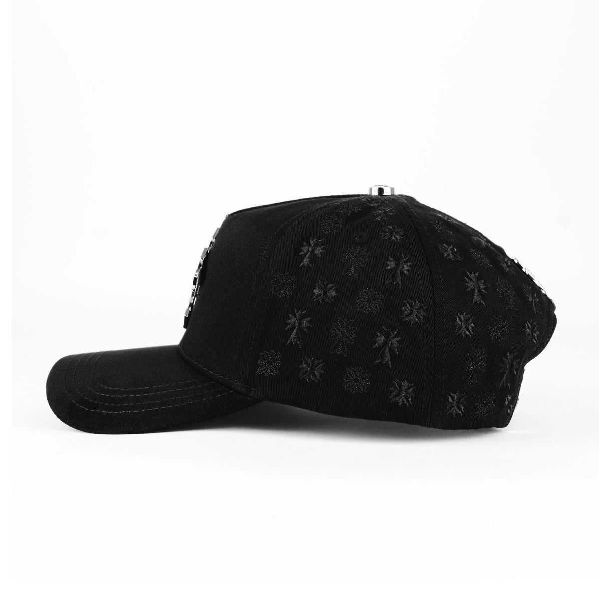 Gorra Barbas Hats CRUCES SILVER CHROME BLACKOUT BLK | Snapback Visera Semicurva image 1