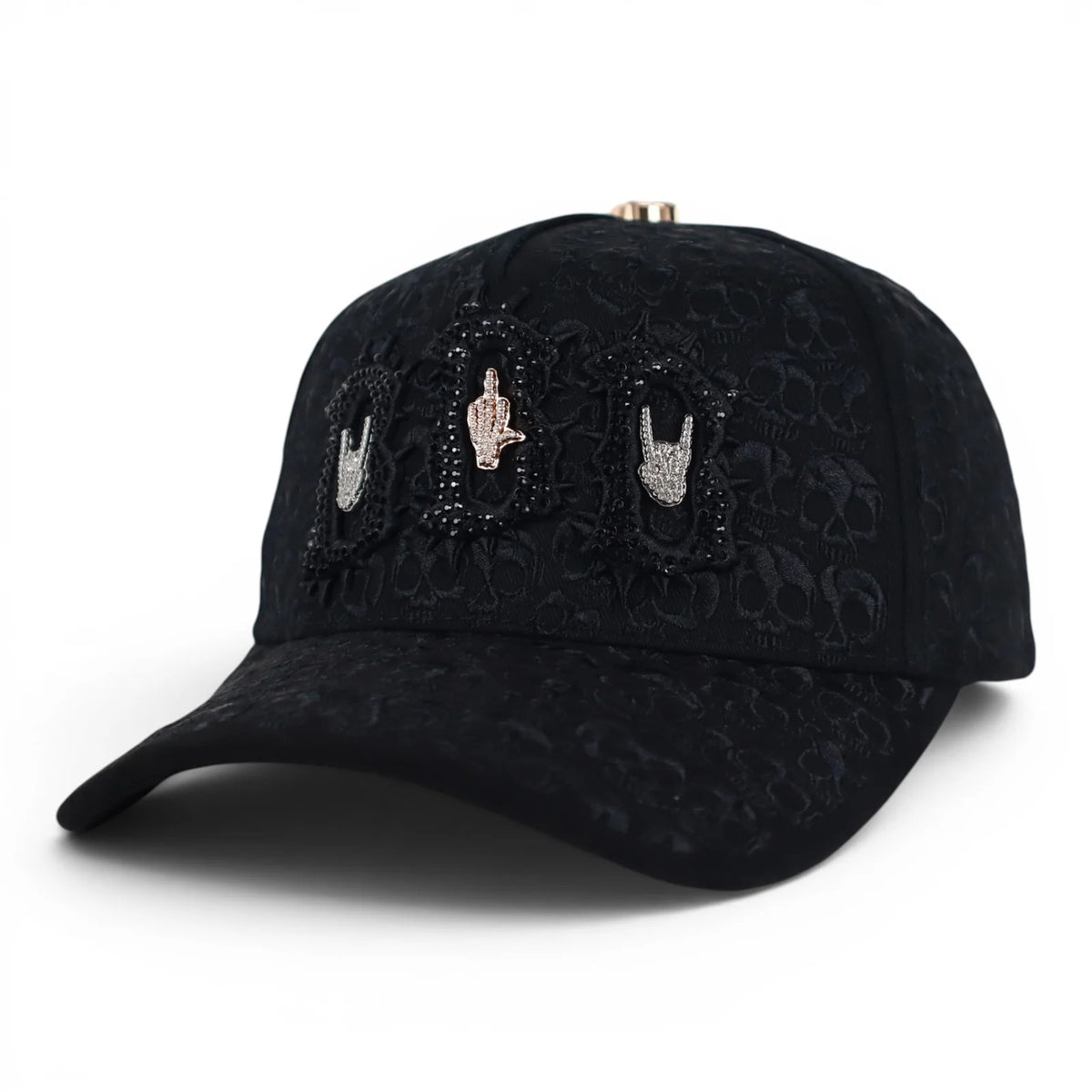 GORRA BARBAS HATS BBB HAND SKULL CRYSTALS NEGRA image 1