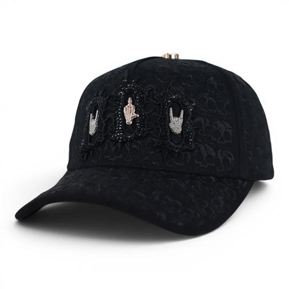 GORRA BARBAS HATS BBB HAND SKULL CRYSTALS NEGRA image 1