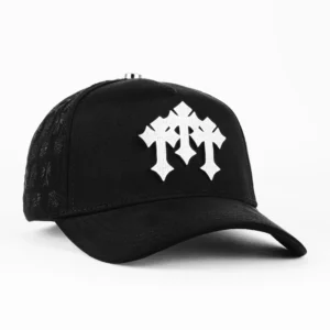 Gorra Barbas Hats CRUCES SILVER CHROME BLACKOUT BLK | Snapback Visera Semicurva