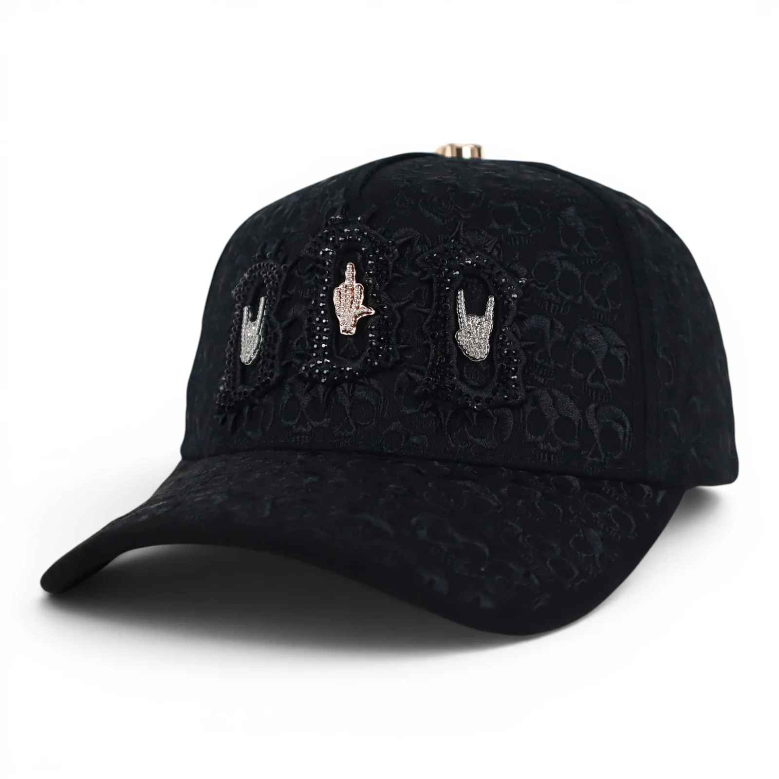 GORRA BARBAS HATS BBB HAND SKULL CRYSTALS NEGRA